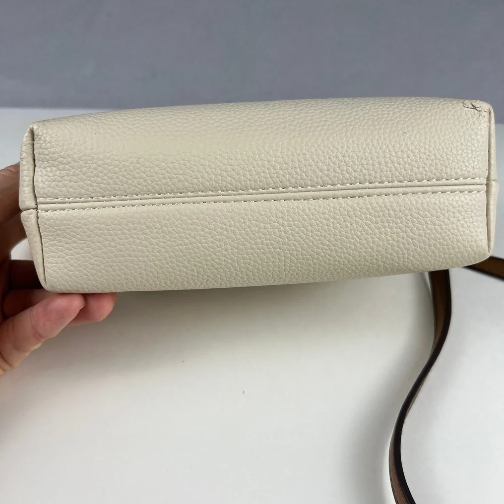 Crossbody Handbag Womens Small Cream Brown Pebbled Faux Leather Satchel VesaNa